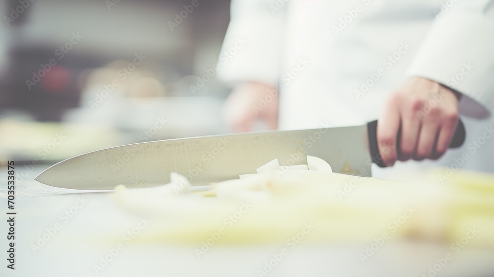 chef cutting bread. Generative AI