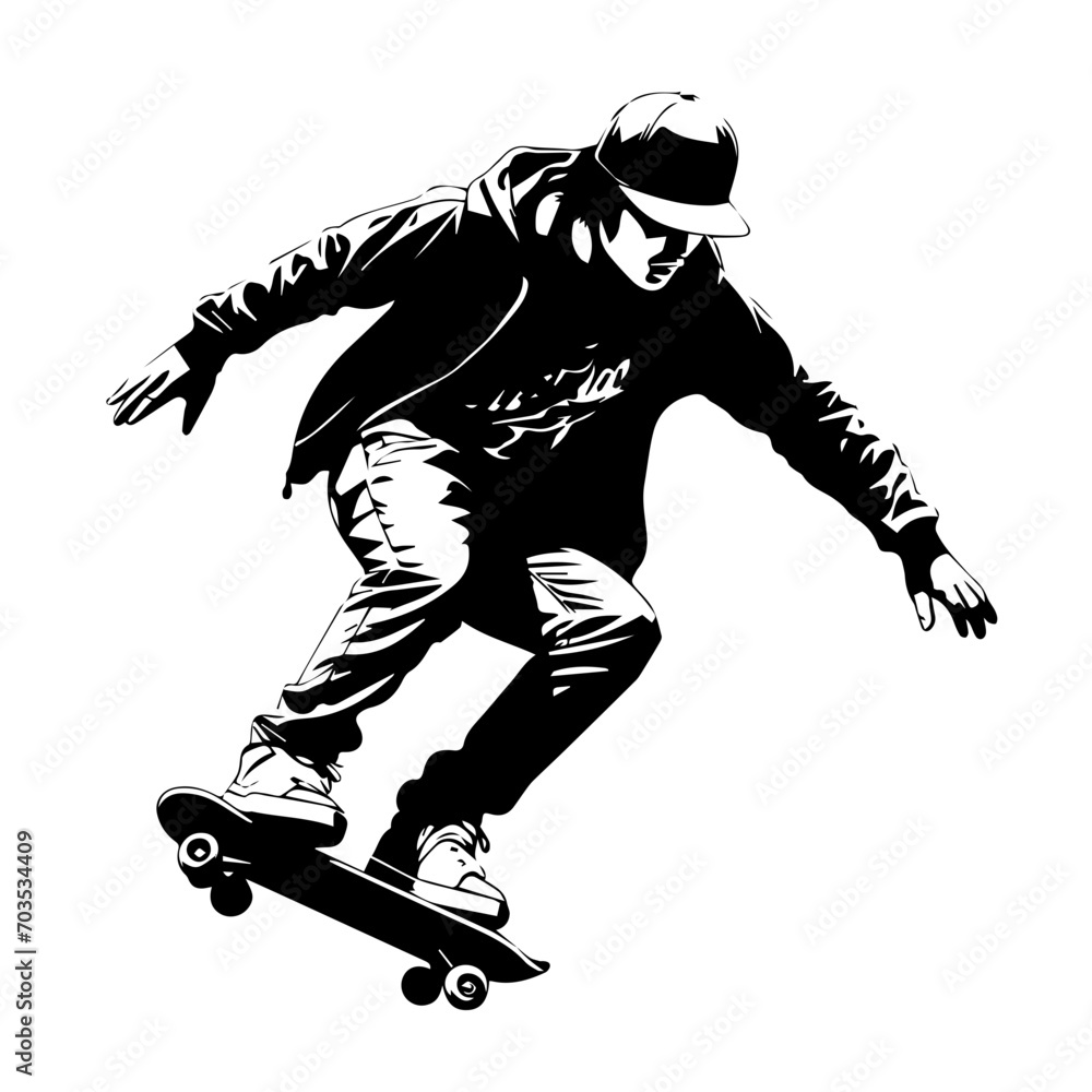 Urban Skater in Action Vector Design Urban Skater in Action Vector Design