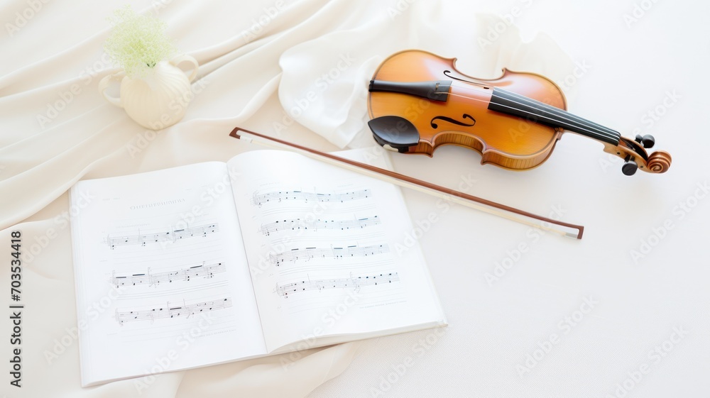 Fototapeta premium violin and bow. Generative AI