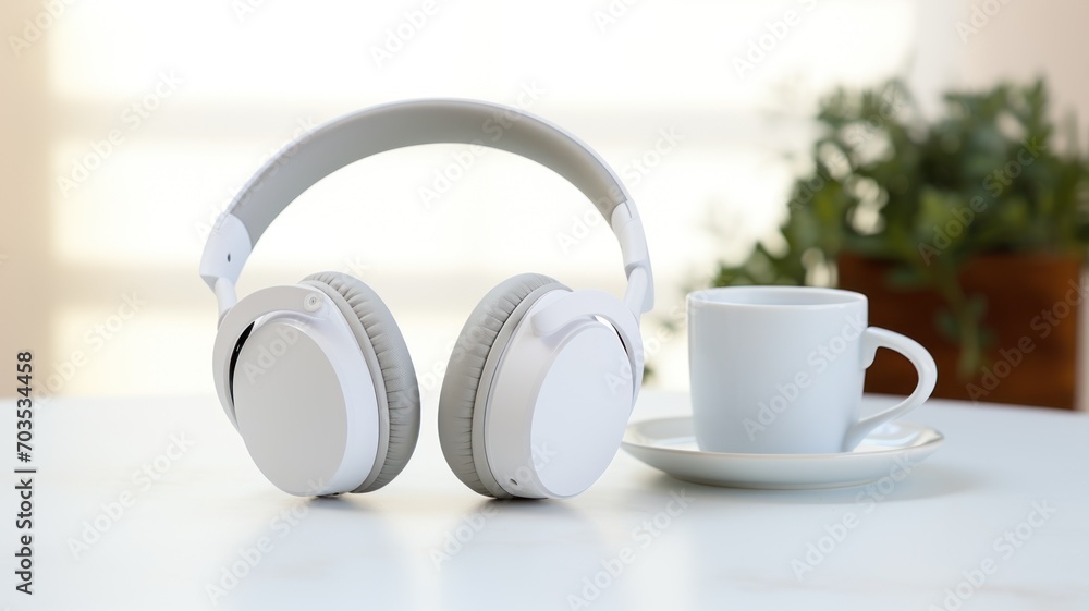 headphones and microphone. Generative AI headphones and microphone. Generative AI