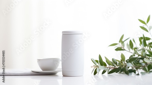white cup and saucer. Generative AI