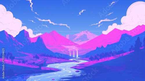 winter landscape with mountains. Digital made background. Generative AI