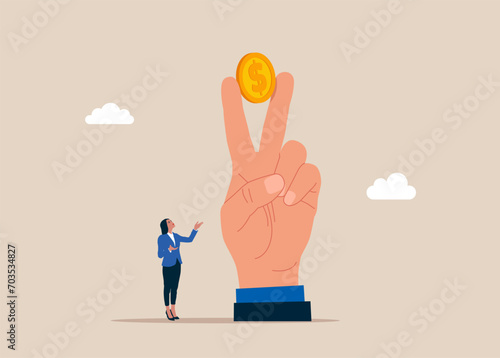 Rock gesture, victory sign. Work passion to motivate and inspire employee to achieve career success. Flat vector illustration photo