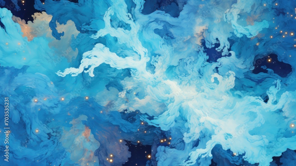 Blue space galaxy abstract background. Generative AI