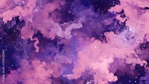 Purple space background, beautiful nebula galaxy. Generative AI