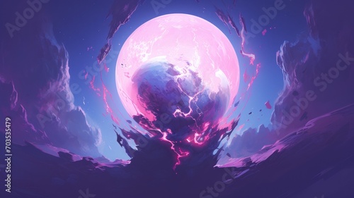 Circle orb purple energy. Generative AI
