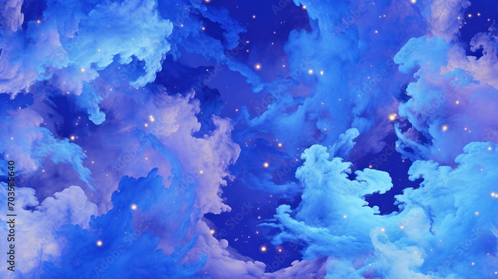 Blue space galaxy nebula backgrund. Beautiful abstract illustration. Generative AI