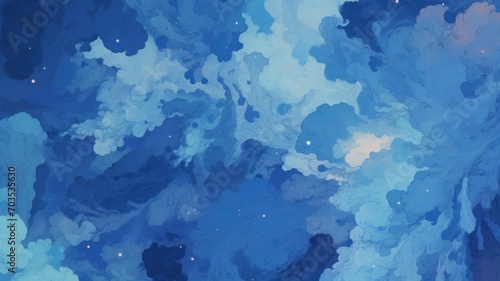 Blue space galaxy nebula backgrund. Beautiful abstract illustration. Generative AI © ArtSpree