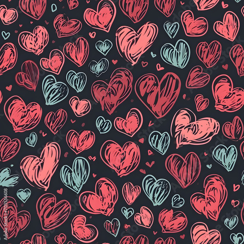  Valentine's Day with heart seamless pattern background.