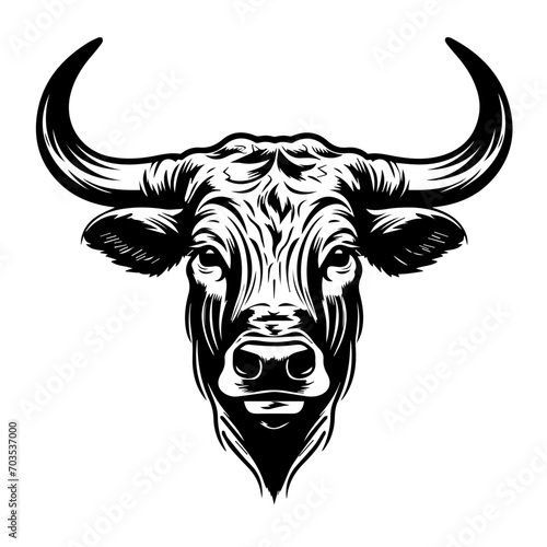 Texas Longhorn Bull Head Vector Emblem