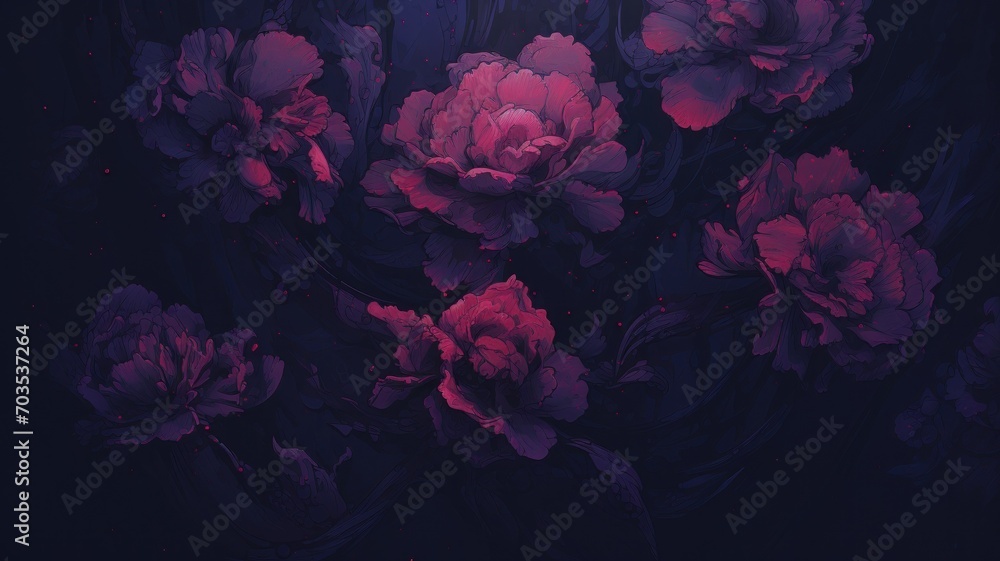 Fototapeta premium background with flowers. Beautiful 4K purple background. Digital made landscape. Generative AI