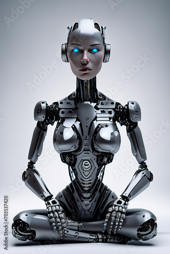 robot woman on a light background