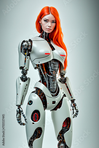 robot woman on a light background