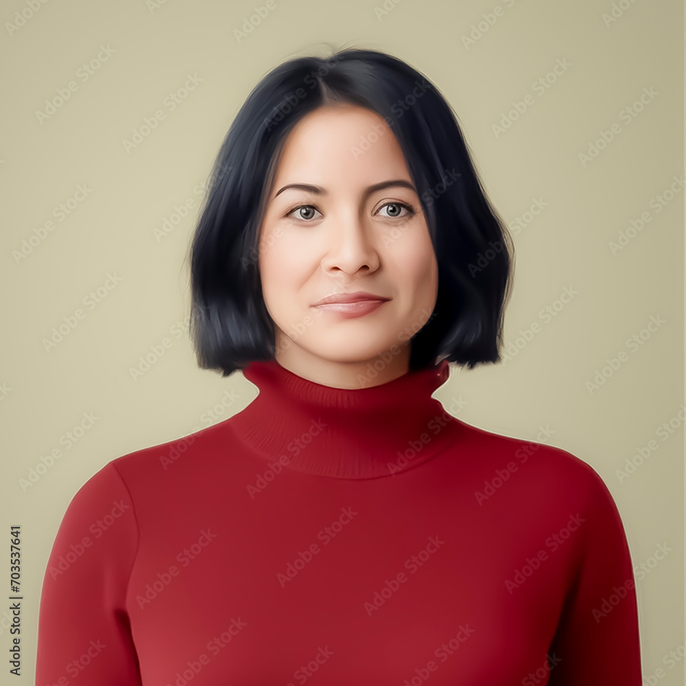 Female Portrait illustration isolated in a flat background, realistic ...
