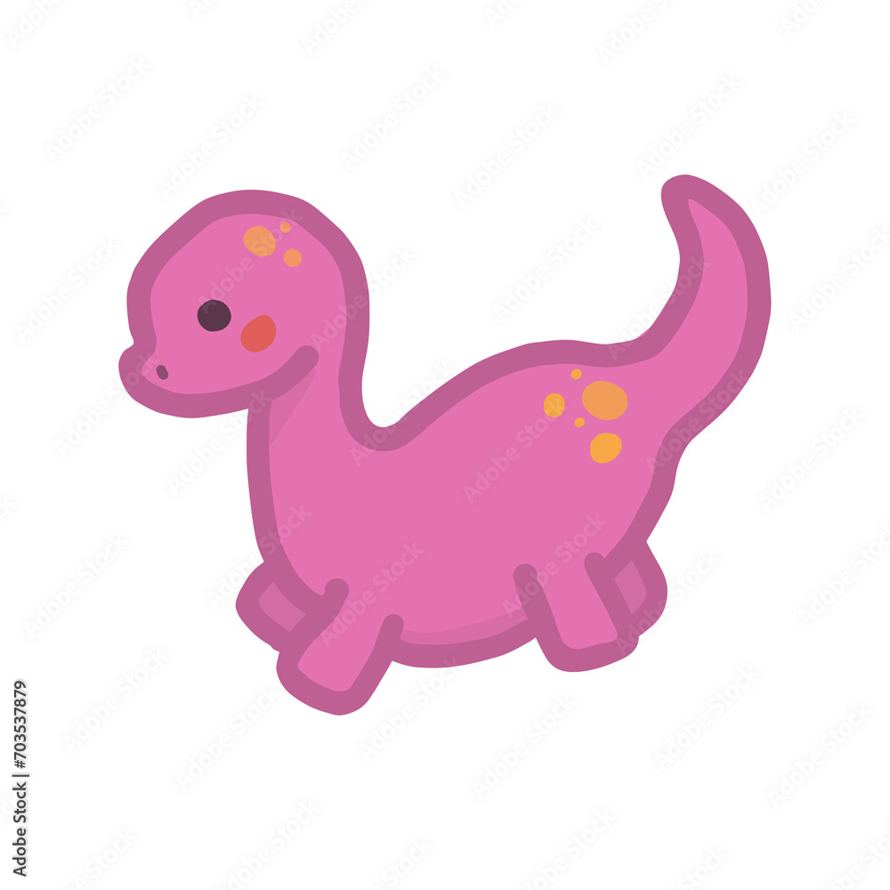 Tierna ilustración de dinosaurio rosa sobre transparencia. Brontosaurus Tierna ilustración de dinosaurio rosa sobre transparencia. Brontosaurus