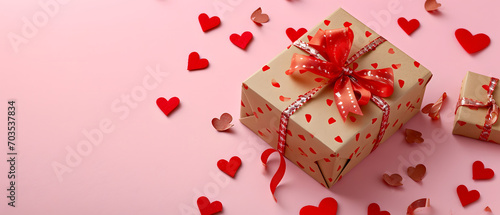A romantic touch for any occasion, this carefully crafted gift box with a vibrant red ribbon and delicate hearts is the perfect way to present wedding favors or valentine's day presents indoors