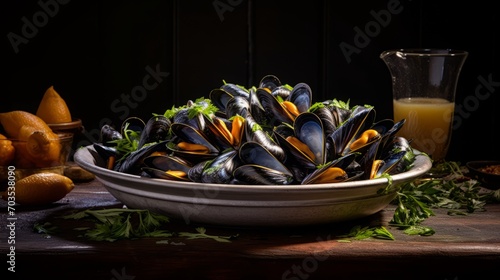 Moules frites, food photography, 16:9