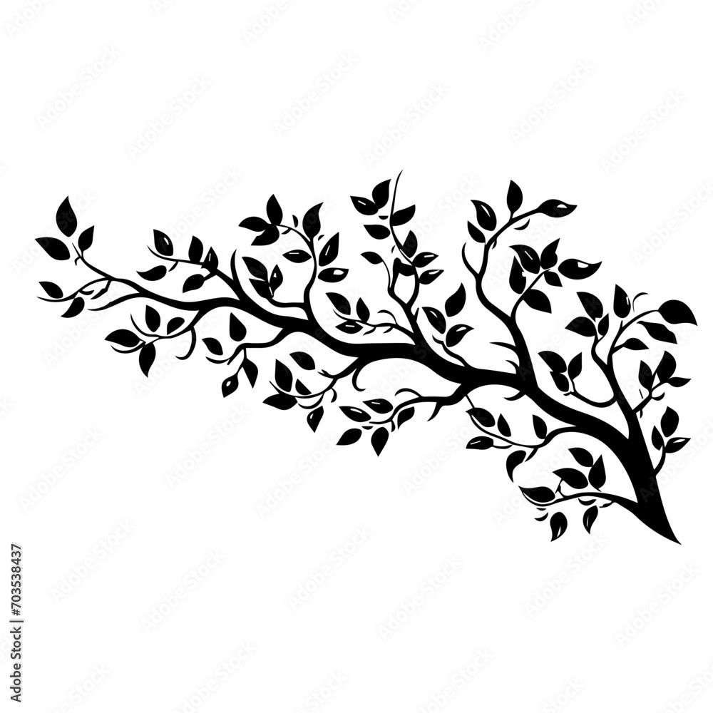 Elegant Tree Branch with Leaves Vector Elegant Tree Branch with Leaves Vector
