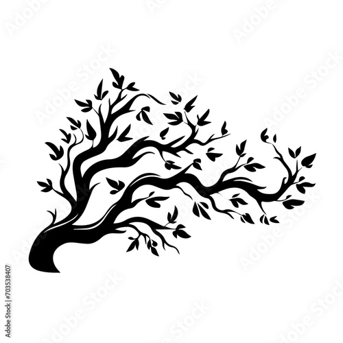 Elegant Tree Branch with Leaves Vector