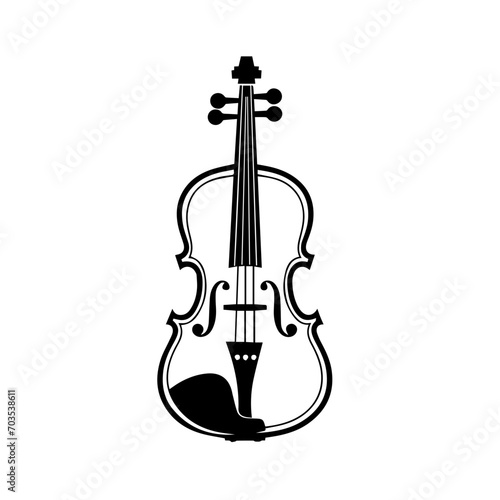 Classic Violin and Bow Vector Illustration