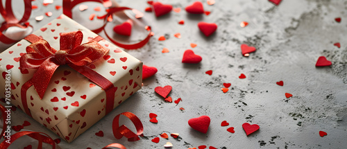 Surprise your loved one with a beautifully wrapped gift box filled with romantic wedding favors and adorned with a vibrant red ribbon, perfect for valentine's day