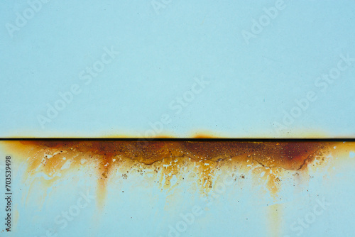 Baby blue metal with rusty cut