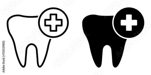 ofvs516 OutlineFilledVectorSign ofvs - tooth first aid kit . isolated transparent . black outline and filled version . AI 10 / EPS 10 / PNG . g11859