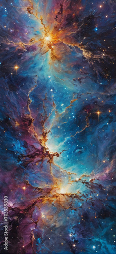 Abstract generative AI painting of galaxies and stars high resolution mobile wallpaper iphone