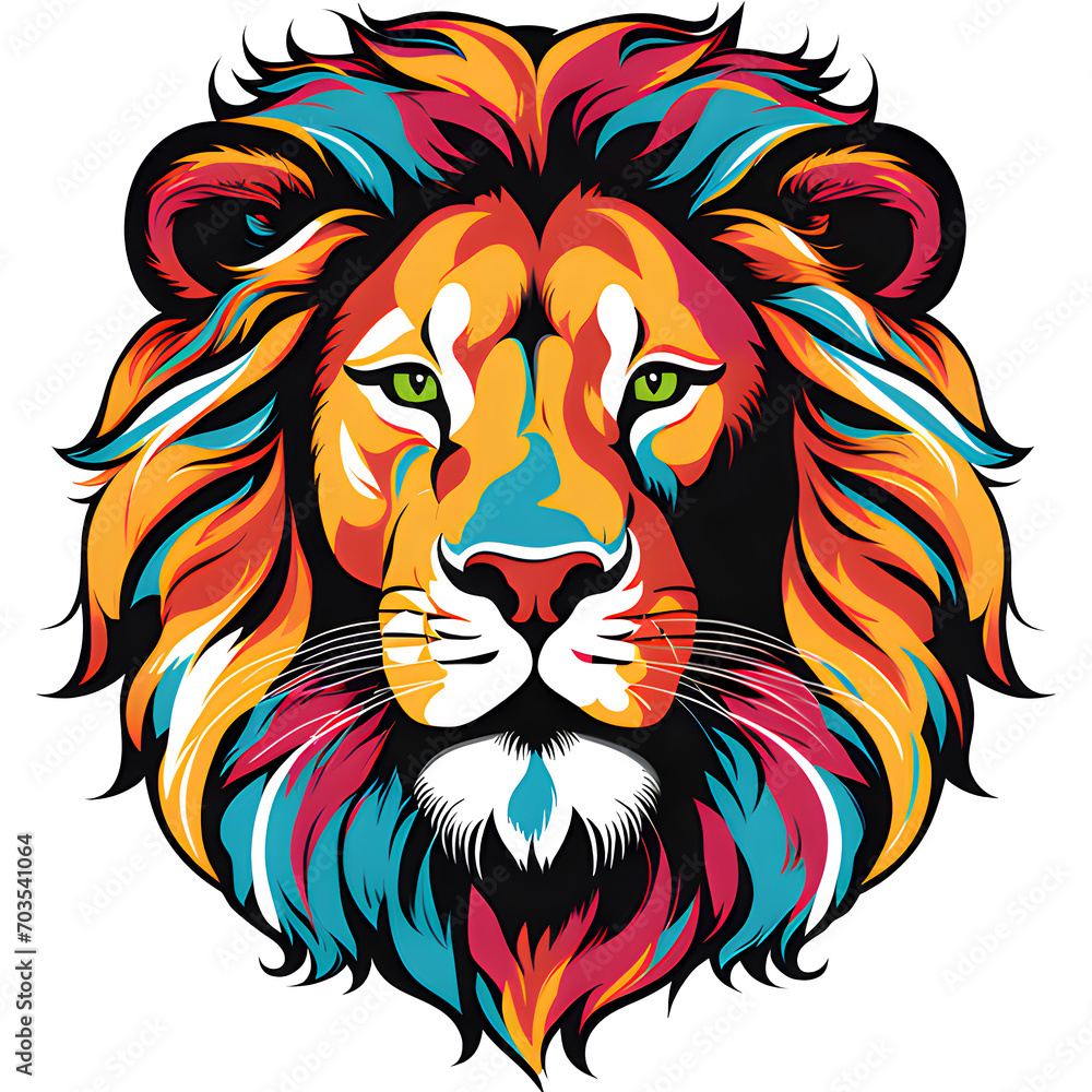 Lion Head Illustration with Transparent Background for Sticker
