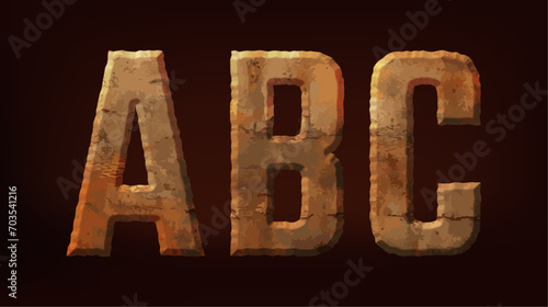 Decorative bold rusty letters. Vector illustration.
