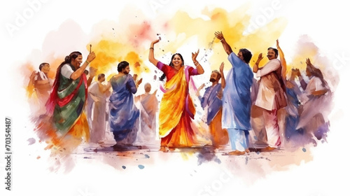 Vászonkép Indian people celebrating Hindu Holi Festival