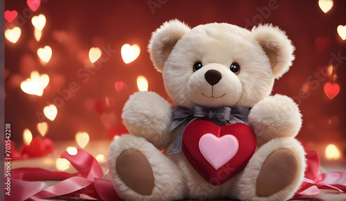 cute teddy bear, romantic, background , heart, valentines, love,  photo