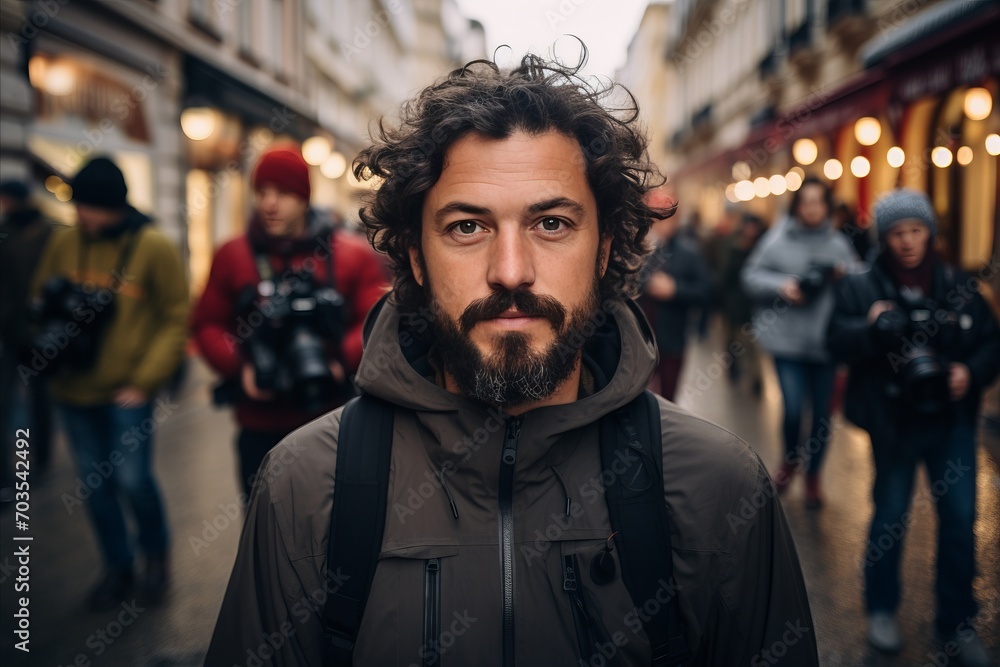 Fototapeta premium Confident and charming young man with a beautiful smile looking directly into the camera lens