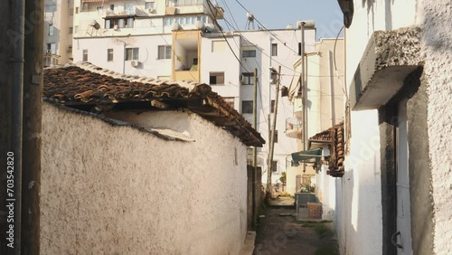 Old and new Buildings at Typical Residential Neighborhood in Tirana, Albania