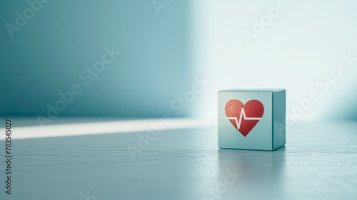 
Symbolized by a cubic block and a heart on a gentle blue background, it represents the harmony between comprehensive health care and the ease of access to these essential services. photo
