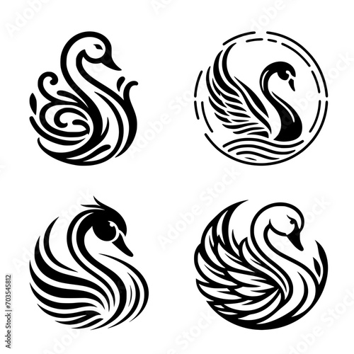 Fototapeta Naklejka Na Ścianę i Meble -  swan logo - black on transparent background