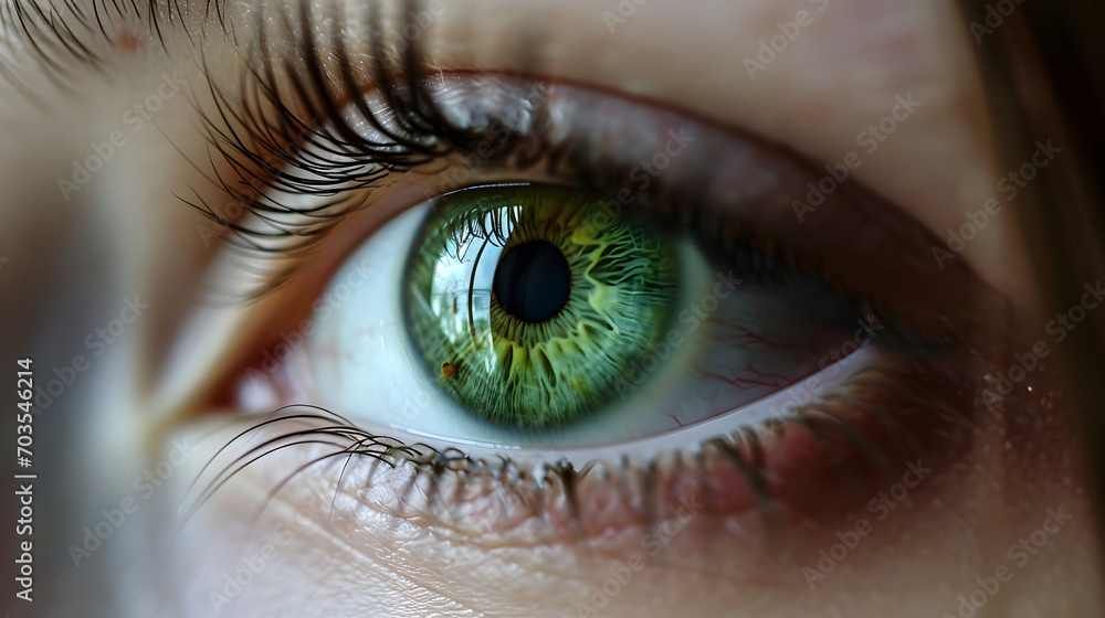 Fototapeta premium Detailed Macro Shot of a Human Eye with Green Iris