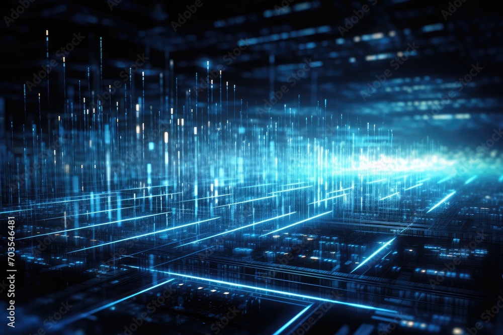 Futuristic technology background with glowing lines. 3D Rendering, Digital data transfer and processing over the Internet are represented in a futuristic technology style, AI Generated Futuristic technology background with glowing lines. 3D Rendering, Digital data transfer and processing over the Internet are represented in a futuristic technology style, AI Generated