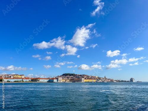 Downtown Lisbon riverfront seen from the Tagus River