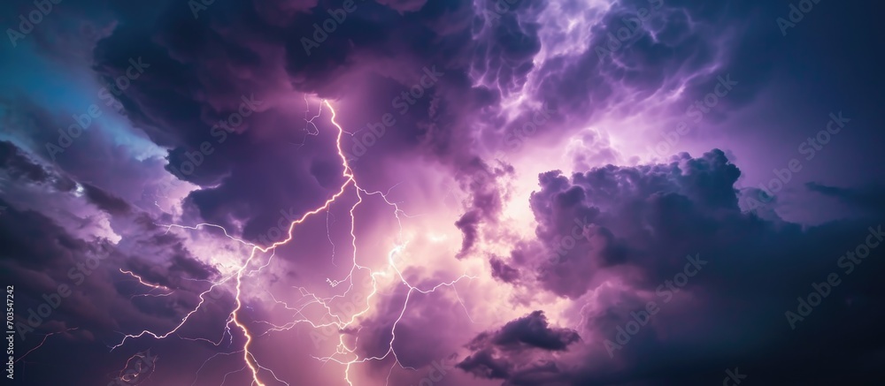 Storm during monsoon season with electrical activity - obrazy, fototapety, plakaty 