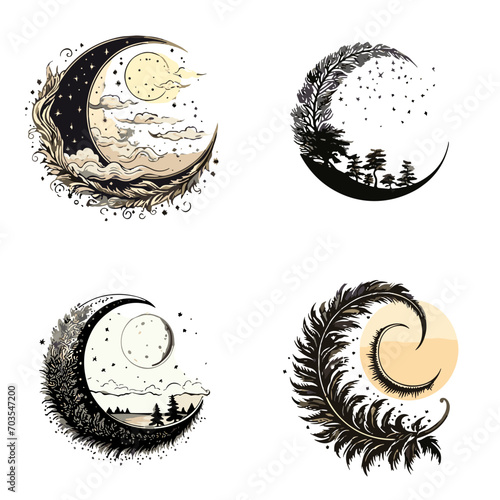 Moon svg, moon png, summer clipart, clipart, moon illustration, palm, tree, beach, tropical, vector, summer, illustration, island, silhouette, sea, sun, nature, travel, ocean, sunset, design, sky, lan