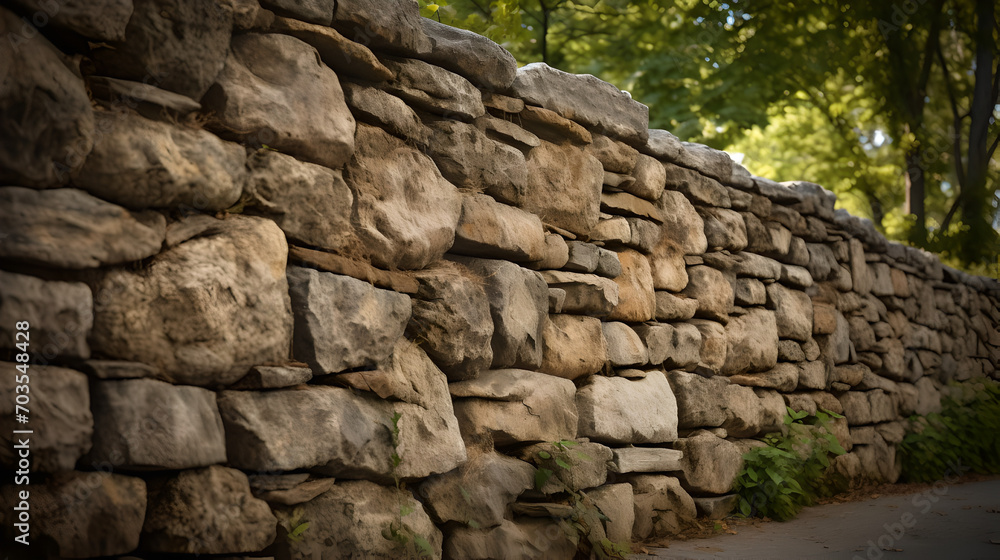 medium high wall wall made out of uneven natural stones