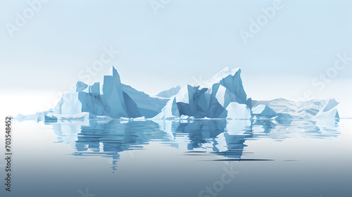 abstract minimalistic ice berg swimming on the water - concept of climate change and melting poles photo
