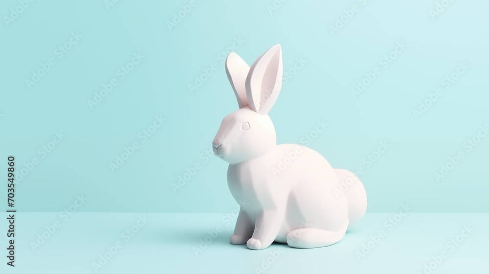 Paper Easter Bunny in Pastel Colors - Generative AI
