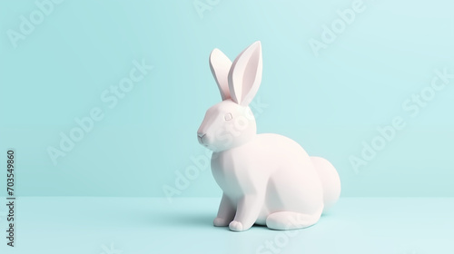 Paper Easter Bunny in Pastel Colors - Generative AI