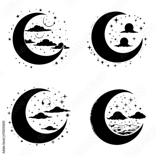 Moon svg, moon png, summer clipart, clipart, moon illustration, palm, tree, beach, tropical, vector, summer, illustration, island, silhouette, sea, sun, nature, travel, ocean, sunset, design, sky, lan