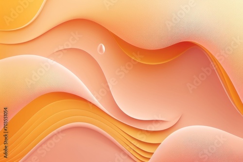 Abstract wavy liquid pattern in peach fuzz and yellow colors, monochrome background.