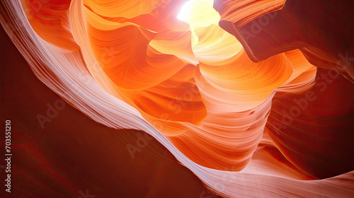 beautiful landscape view of artistic lower orange Antelope Canyon Arizona with golden sunlight