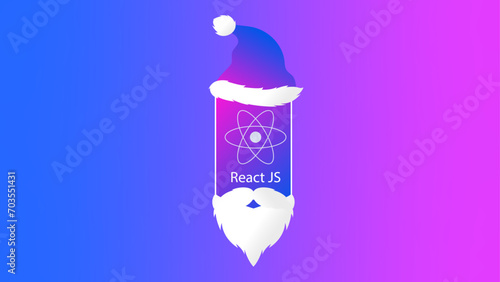 React JS new year set. React Native mobile app. Development concept in a modern flat style, icons, logo. Flat stock vector illustration.