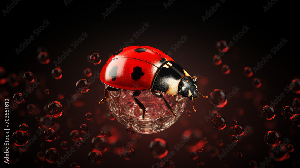 Fototapeta premium Dynamic image with a ladybug in mid-motion